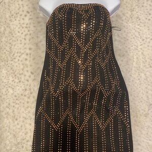 Nikibiki Black Strapless Dress with Gold and black Stud Accents